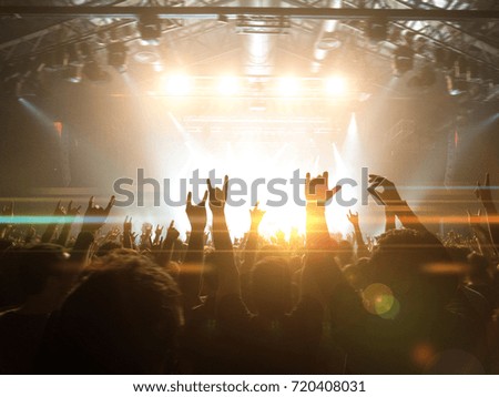 Spectators raising hands at a concert.