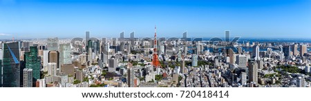 Wide panorama of Tokyo cityscape at daytime