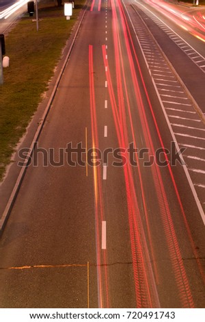 City traffic in red lines