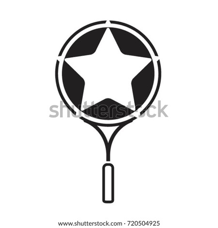 black & white tennis racket with star shape-vector drawing
