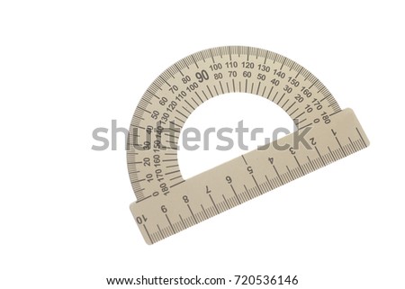 Metal protractor isolated on white background