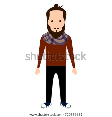 Isolated hipster character on a white background, Vector illustration
