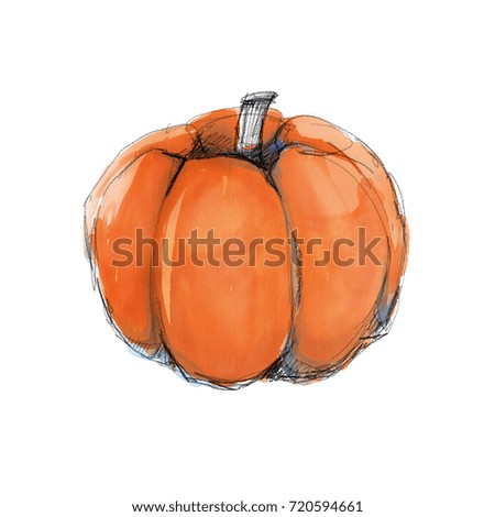 Halloween pumpkin watercolor illustration