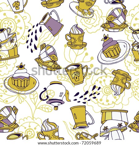 cup and cake seamless pattern