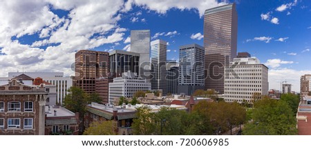 Panorama of the Downtown Denver, Colorado Skyline from Capital hill
