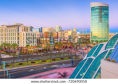 San Diego, California, cityscape at the Gaslamp Quarter.