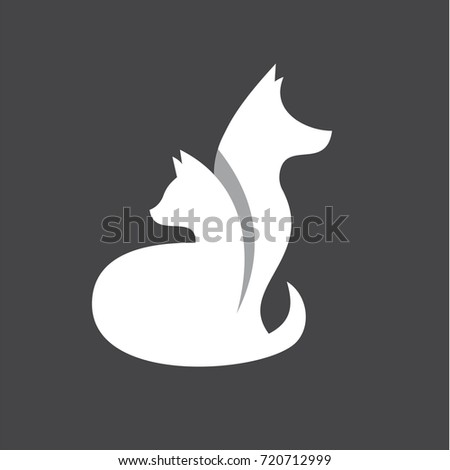 Cat and dog abstraction vector graphic logo flat style illustration art
