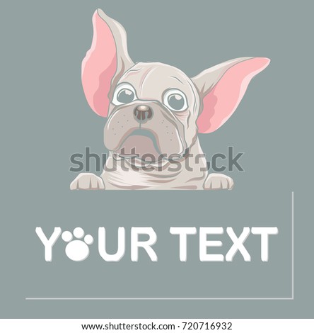 Hand drawn puppy French bulldog with place for text vector.Cartoon Happy French bulldog smile with Space for text.