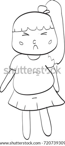 girl hand drawing cartoon happy kids playing on white background vector illustration