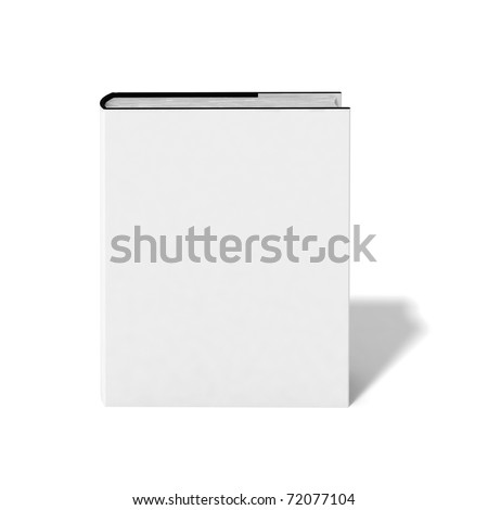 Blank book with white cover on white background.