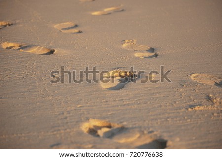 a blur picture of footprint on the sand