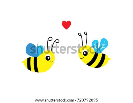cute bee valentine greeting vector