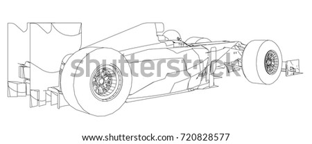 Model speed car. Wire-frame. EPS10 format. Vector rendering of 3d.