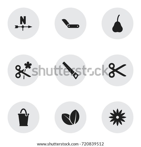 Set Of 9 Editable Gardening Icons. Includes Symbols Such As Breeze Direction, Envitoment, Botany And More. Can Be Used For Web, Mobile, UI And Infographic Design.