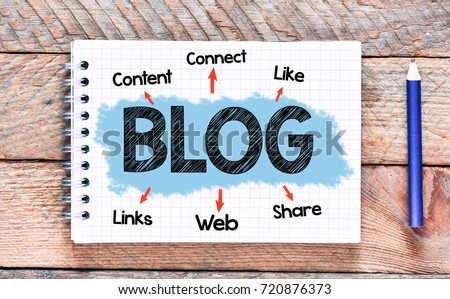 Blog / Notes about blog,concept. Royalty-Free Stock Photo #720876373