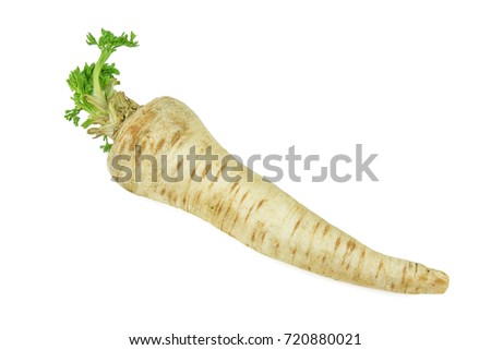 raw parsley root isolated on white Royalty-Free Stock Photo #720880021