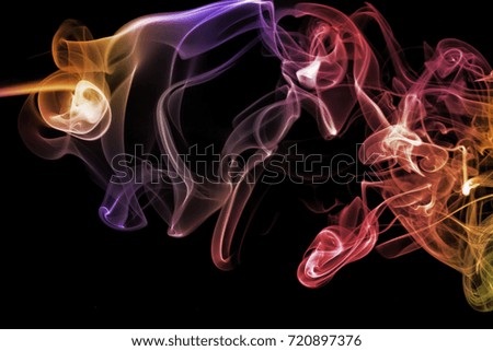 Colored abstract smoke isolated on black background