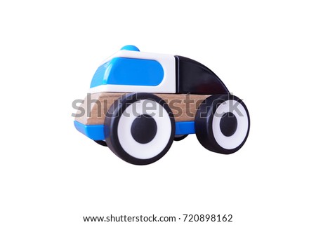 Blue toy car isolated on white background. This has clipping path.