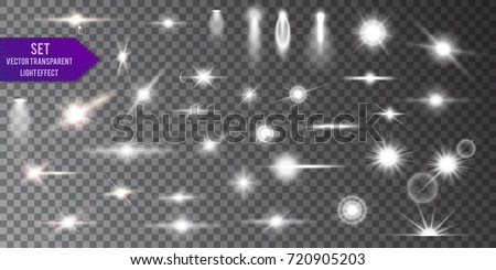 Scene illumination big collection, transparent effects. Bright lighting with spotlights. Vector Illustration Royalty-Free Stock Photo #720905203