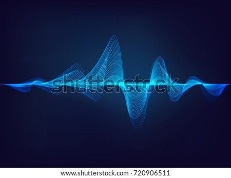 abstract blue digital equalizer, vector of sound wave pattern element Royalty-Free Stock Photo #720906511