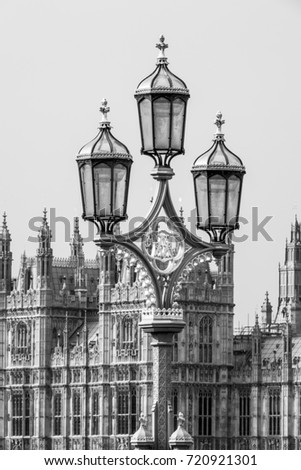 Beautiful street lantern on Westminster Brdge in London - travel photography