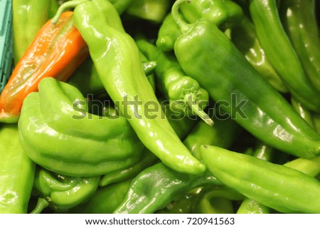 bright green peppers in the shop