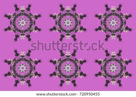 Snowflake ornament object. Mandala isolated. Snowflake ornament on a lilac background. Snowflake ornament Raster illustration.