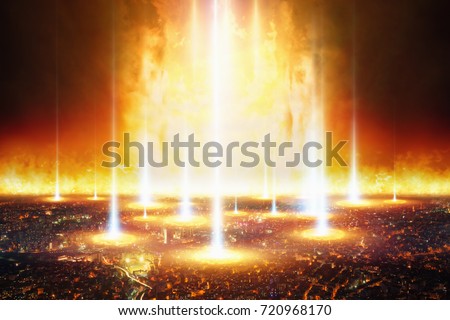 Dramatic apocalyptic background - judgment day, end of world, complete destruction of civilization and human race