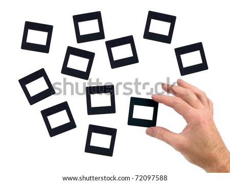 Photographic slides isolated against a white background