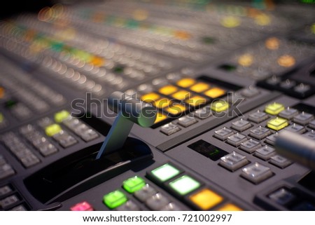 dissolve of switcher Television Broadcasting with blurry background