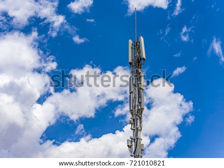 Cellular antenna against blue sky telecommunication communications
