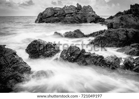 Sea and rocks,Black and white picture 