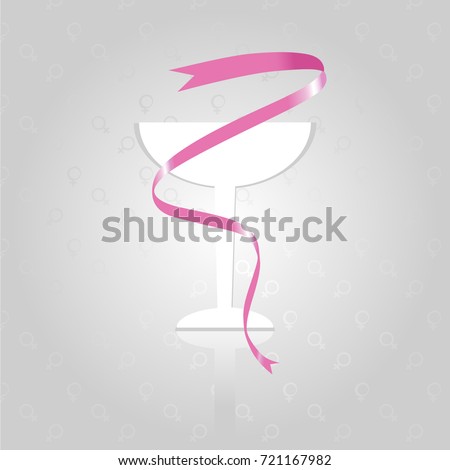 The emblem of the awareness month breast cancer with a Pink ribbon in the form of medical images of the Cup with a snake