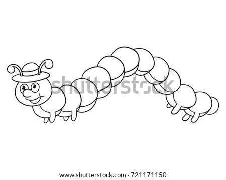 Outlined baby coloring book page cute caterpillar