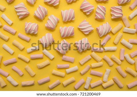 Multicolored marshmallow. Background or texture of colorful mini-marshmallows. Background.