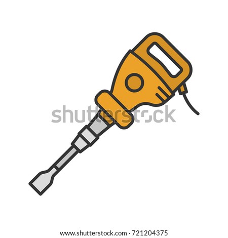 Paving breaker color icon. Air hammer. Isolated vector illustration