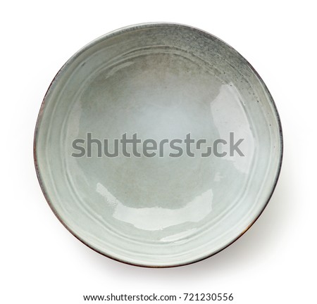 Empty grey bowl isolated on white background, top view Royalty-Free Stock Photo #721230556
