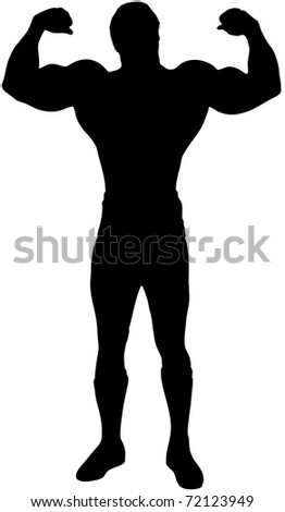 Body builder. Black sport icon.