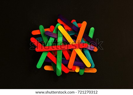 Random arrangement of colorful sticks