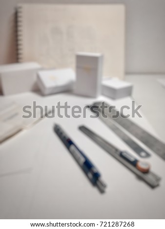 Tools for made packaging box blur image use for background.