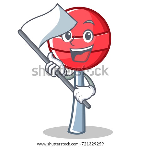 With flag sweet lollipop character cartoon