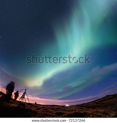 Northern Lights (Aurora Borealis) Over Iceland, Febuary 2011.  grainy image