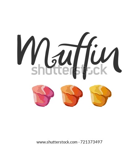Muffin illustration for menu, cards, patterns, wallpaper. Muffin hand drawn  logo