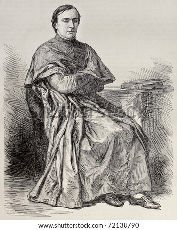 Portrait of  Lucien Louis Joseph Napoleon Cardinal Bonaparte, Prince of Canino and Musignano. By Roberts, after photo of Mayer and Pierson, publ.on L'Illustration, Journal Universel, Paris, 1868