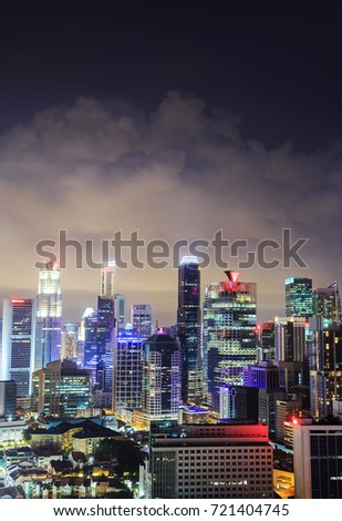 cityscape view of Singapore city at night