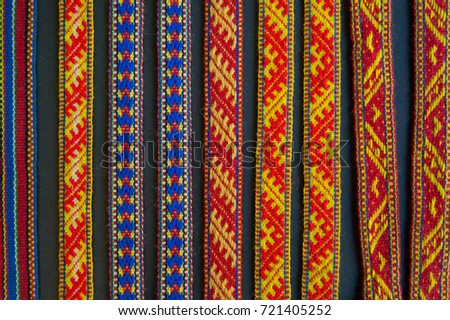 colorful bands or straps with simple sami designs