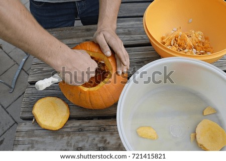 hollow out pumpkin for halloween
