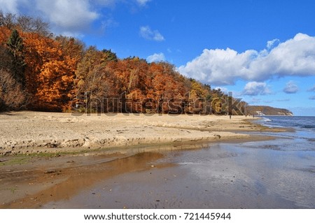 beautiful autumn beach landscape at the baltic sea coast in Poland