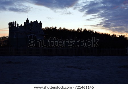 castle silhouette before sunset