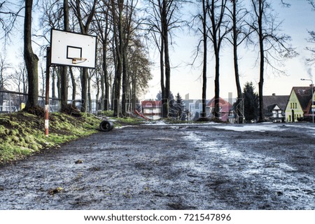 Sunny autumn basketball court 